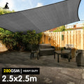 Wallaroo 280GSM Outdoor Sun Shade Sail with 95% UV Block - Grey 2.5m x 2.5m