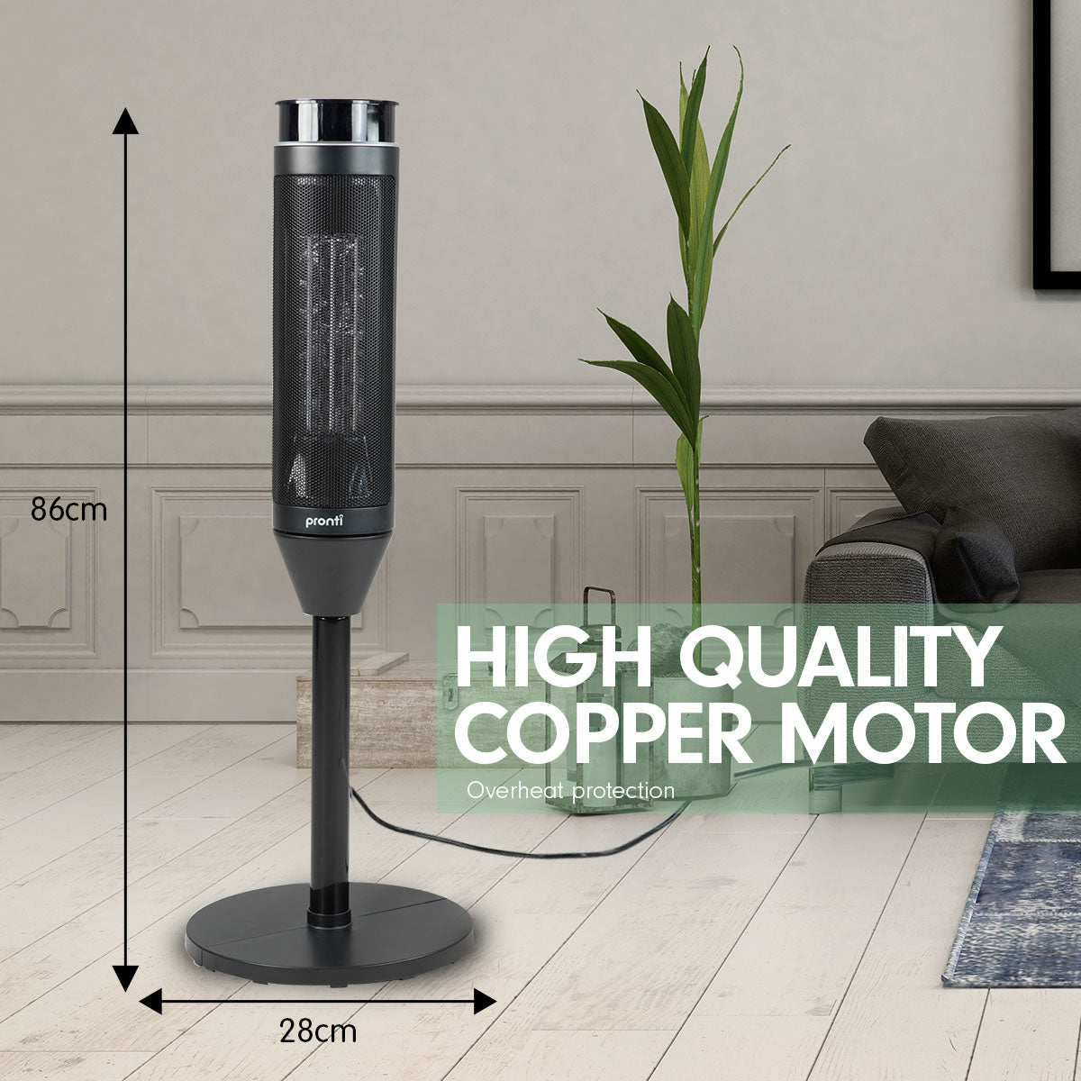 Pronti Ceramic Tower Heater 2000W with Remote Control & Oscillating Base 86cm - SuperSaverAU - view 3
