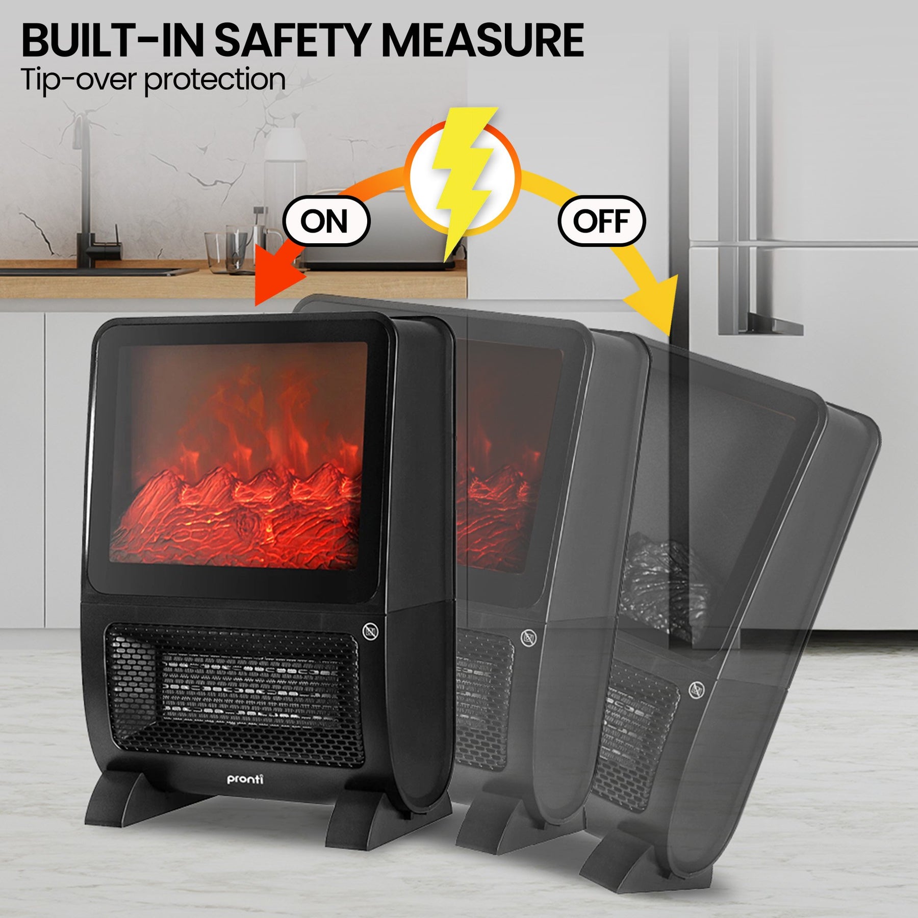 Pronti 2000W 3D Fire PTC Electric Portable Room Heater - SuperSaverAU - view 8