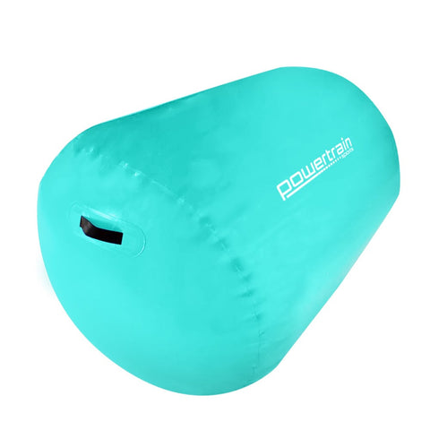 Powertrain Inflatable PVC Gymnastics Air Barrel Exercise Roller - Green, 120 x 75cm
