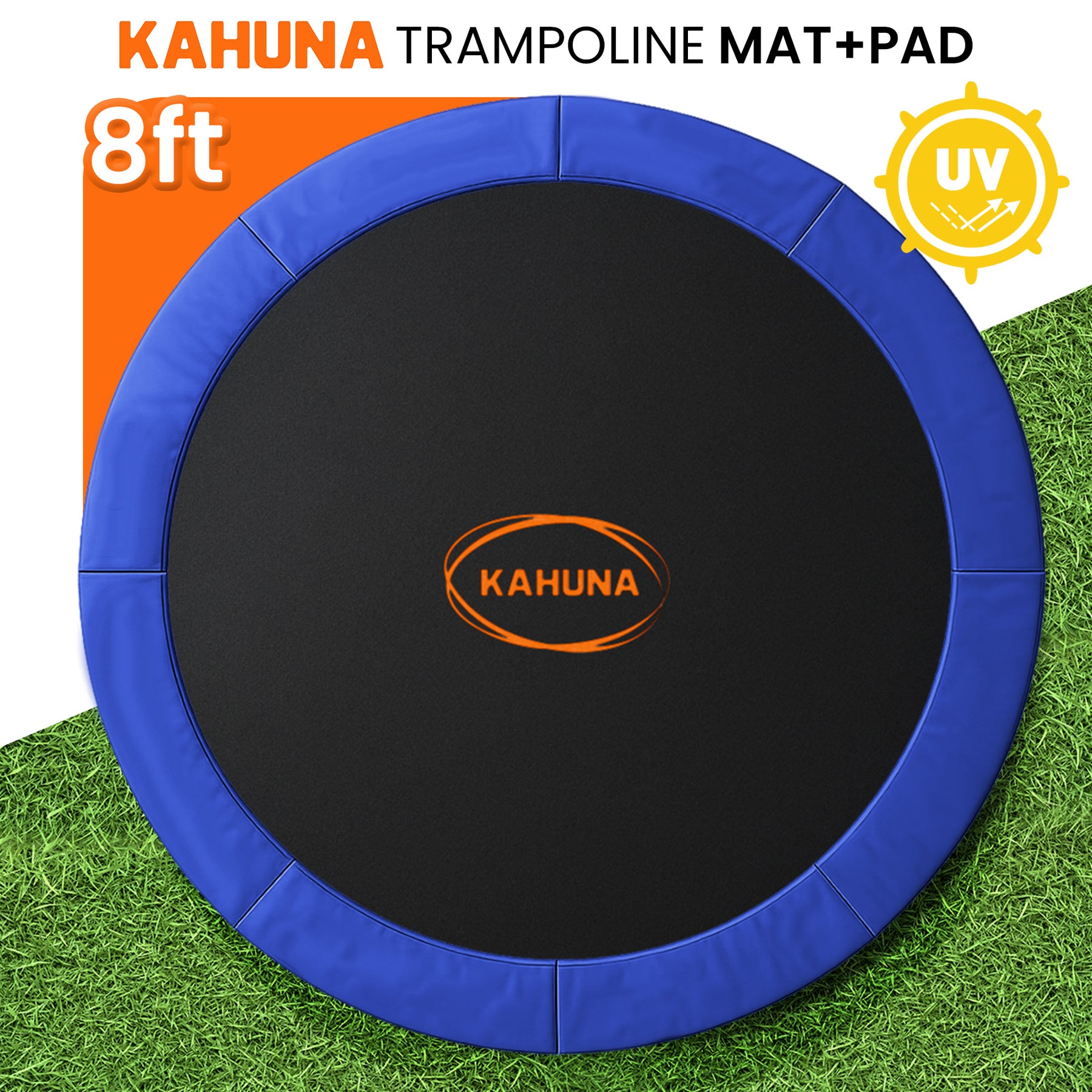 Kahuna Blue 8ft Anti-Graze Trampoline Mat & Safety Pad Set