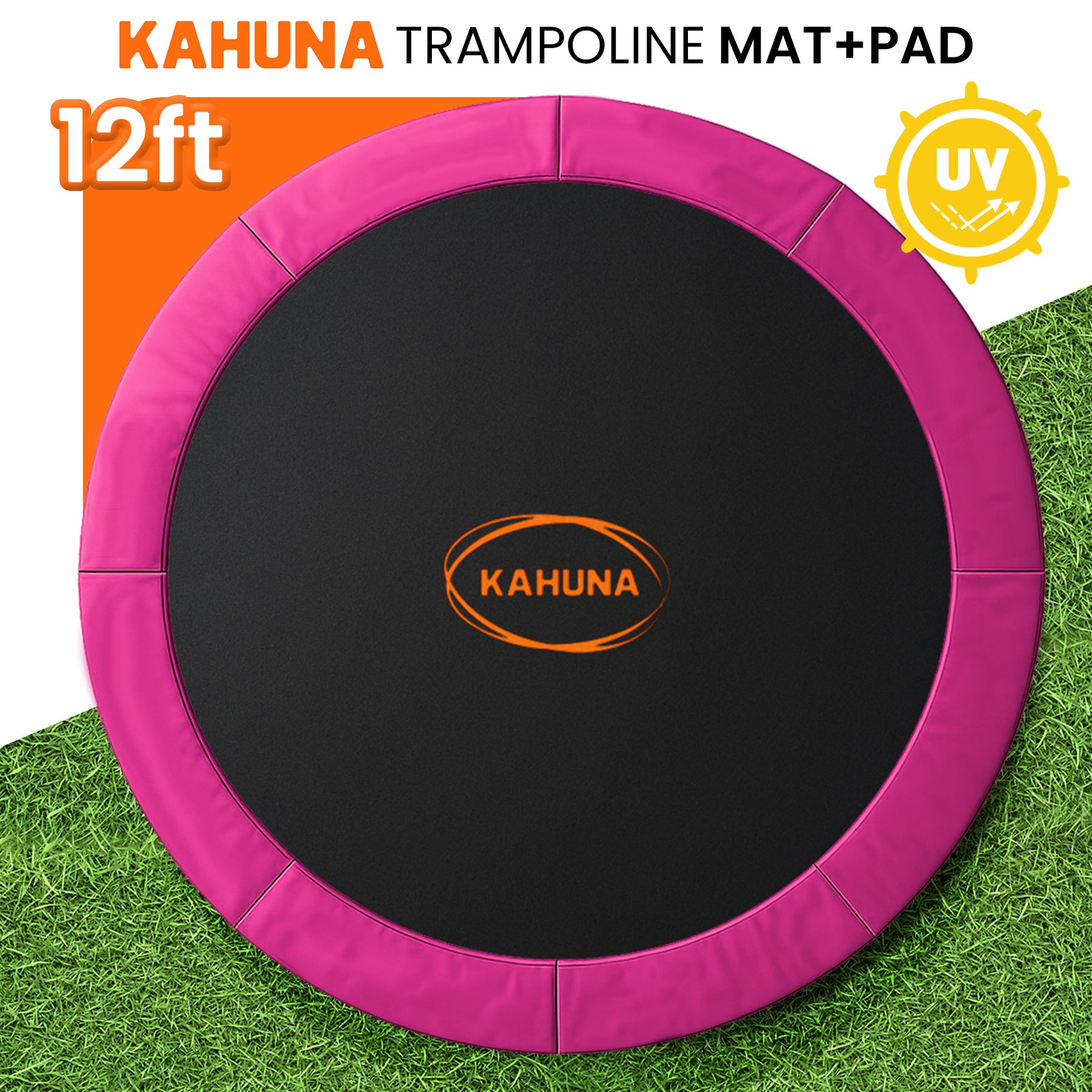 Kahuna Pink 12ft Anti-Graze Trampoline Mat & Safety Pad Set