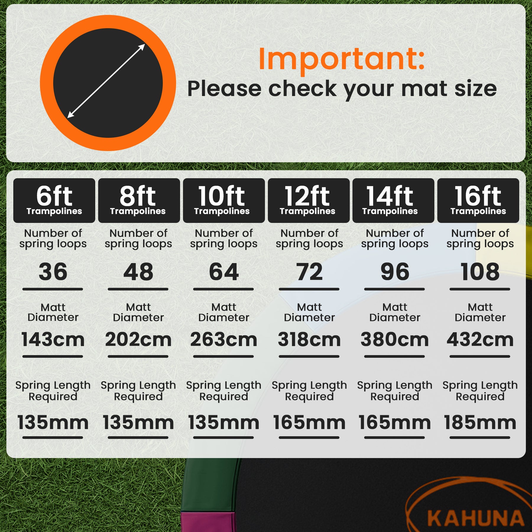Kahuna Orange 14ft Replacement Trampoline Mat & Safety Pad Set