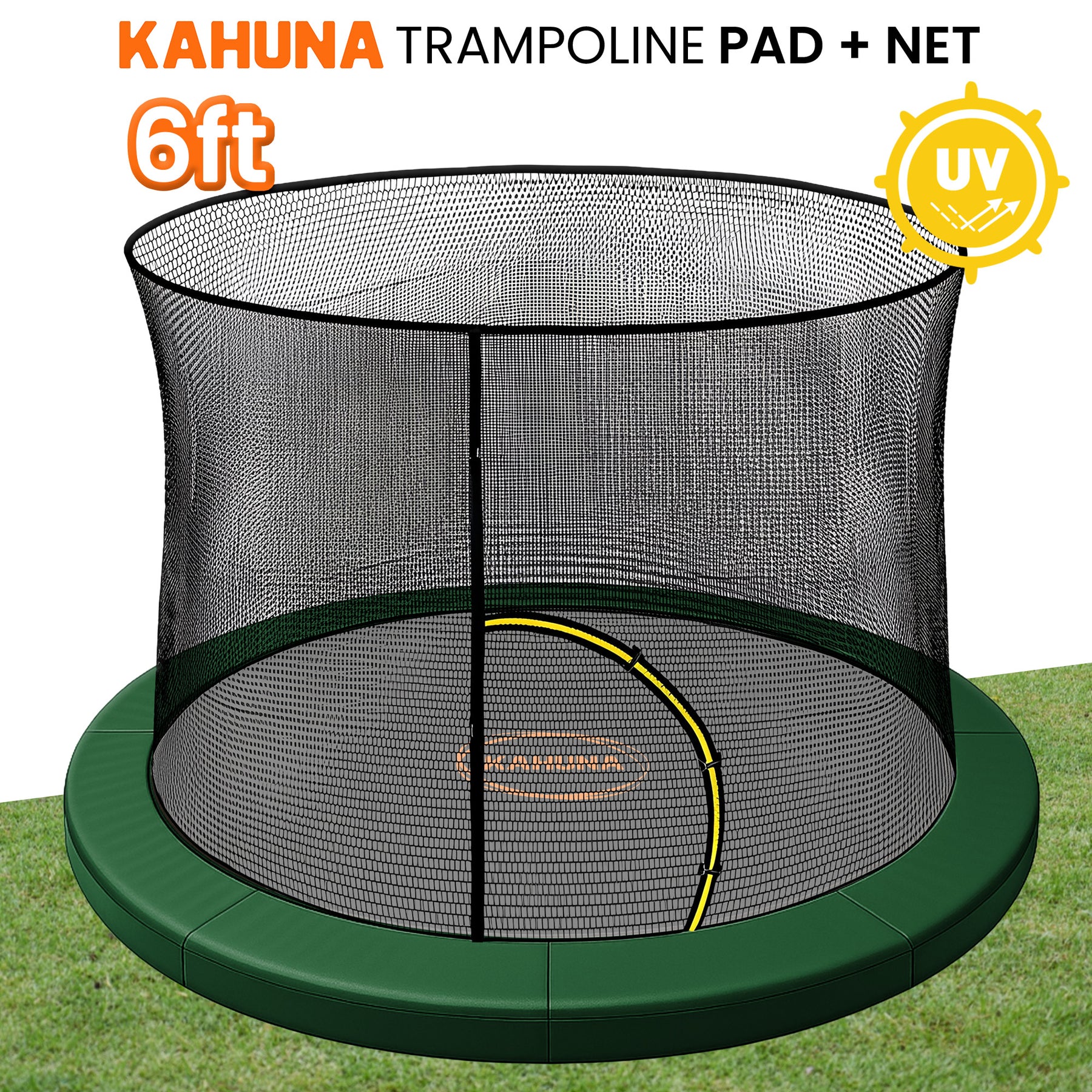 Kahuna Green 6ft Trampoline Safety Pad & Net Set with Double-Lock Entry