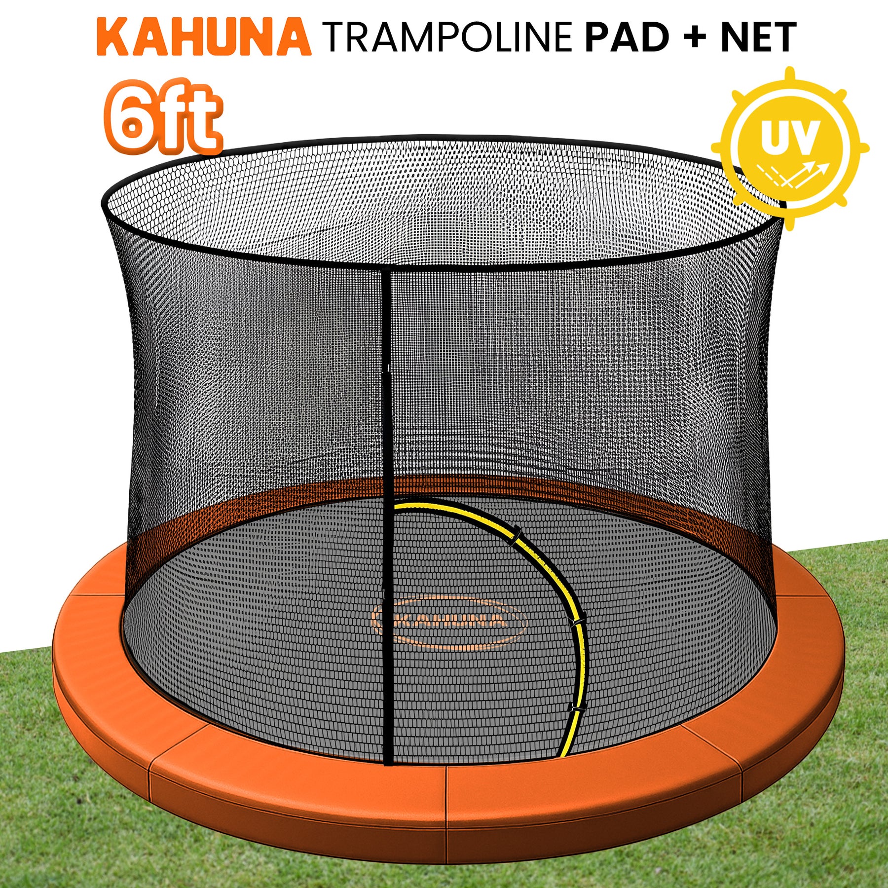 Kahuna Orange 6ft Trampoline Safety Pad & Net Set with Double-Lock Entry