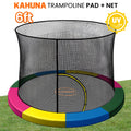 Kahuna Rainbow 6ft Trampoline Safety Pad & Net Set with Double-Lock Entry