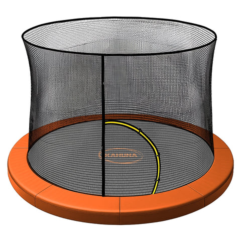 Kahuna Orange 8ft Trampoline Safety Pad & Net Set with Double-Lock Entry