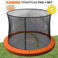 Kahuna Orange 8ft Trampoline Safety Pad & Net Set with Double-Lock Entry