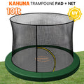Kahuna Green 10ft Trampoline Safety Pad & Net Set with Double-Lock Entry