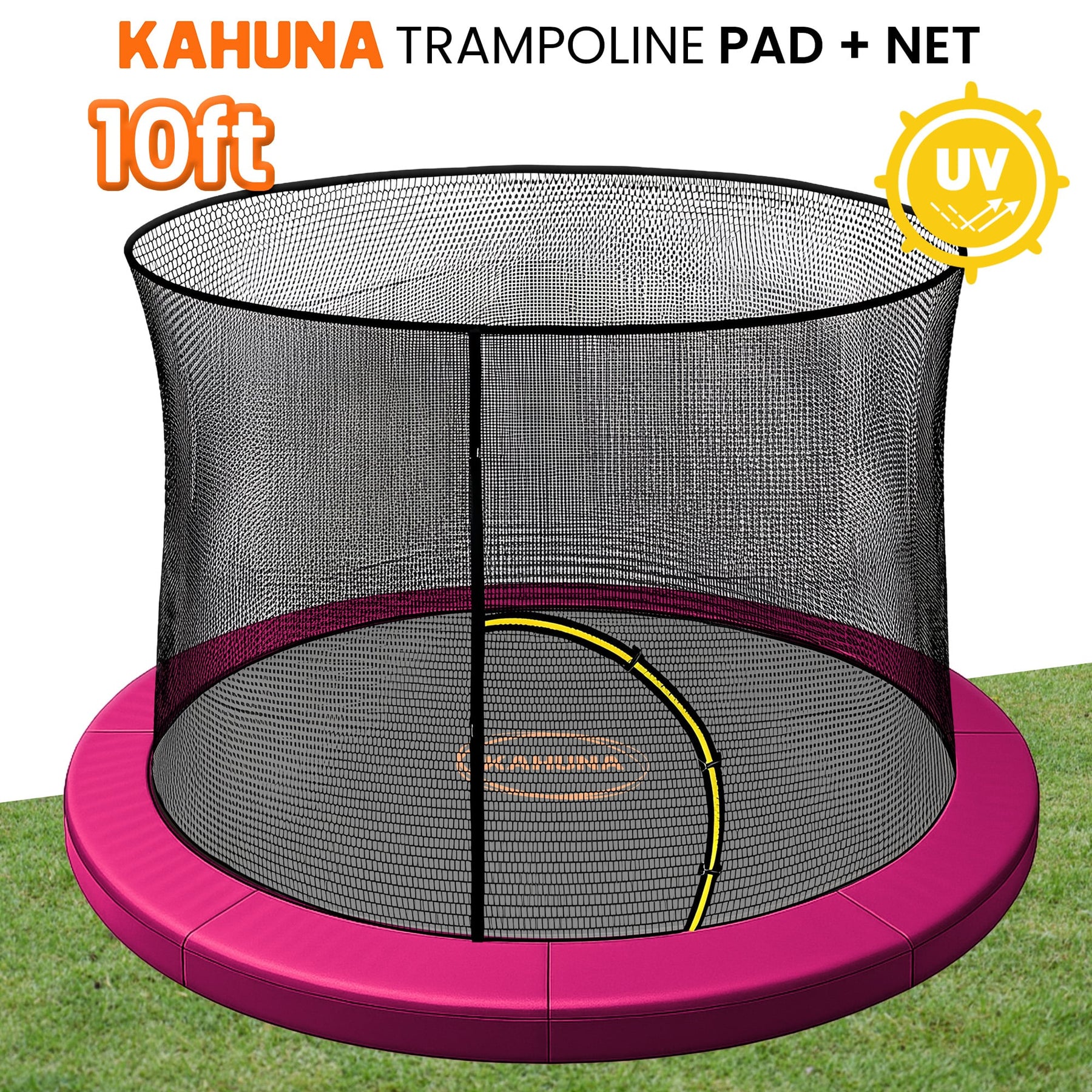 Kahuna Pink 10ft Trampoline Safety Pad & Net Set with Double-Lock Entry