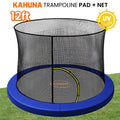 Kahuna Blue 12ft Trampoline Safety Pad & Net Set with Double-Lock Entry