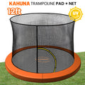 Kahuna Orange 12ft Trampoline Safety Pad & Net Set with Double-Lock Entry