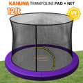 Kahuna Purple 12ft Trampoline Safety Pad & Net Set with Double-Lock Entry