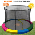 Kahuna Rainbow 12ft Trampoline Safety Pad & Net Set with Double-Lock Entry