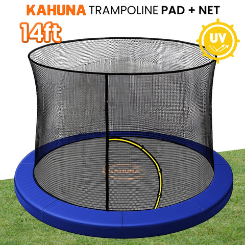 Kahuna Blue 14ft Trampoline Safety Net & Pad Set for 12-Pole Models