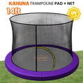 Kahuna Purple 14ft Trampoline Safety Pad & Net Set with Double-Lock Entry