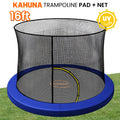 Kahuna Blue 16ft Trampoline Safety Pad & Net Set with Double-Lock Entry