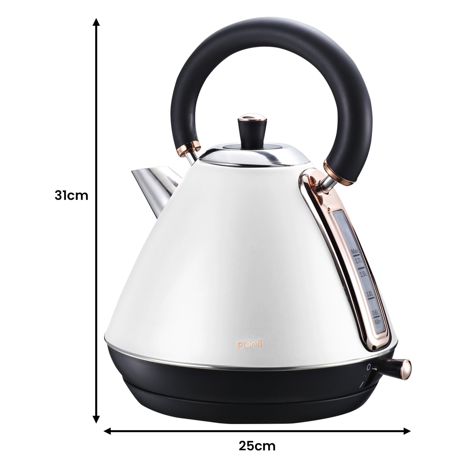 Pronti Rose Gold Breakfast Set with 1.2L Espresso Machine - White