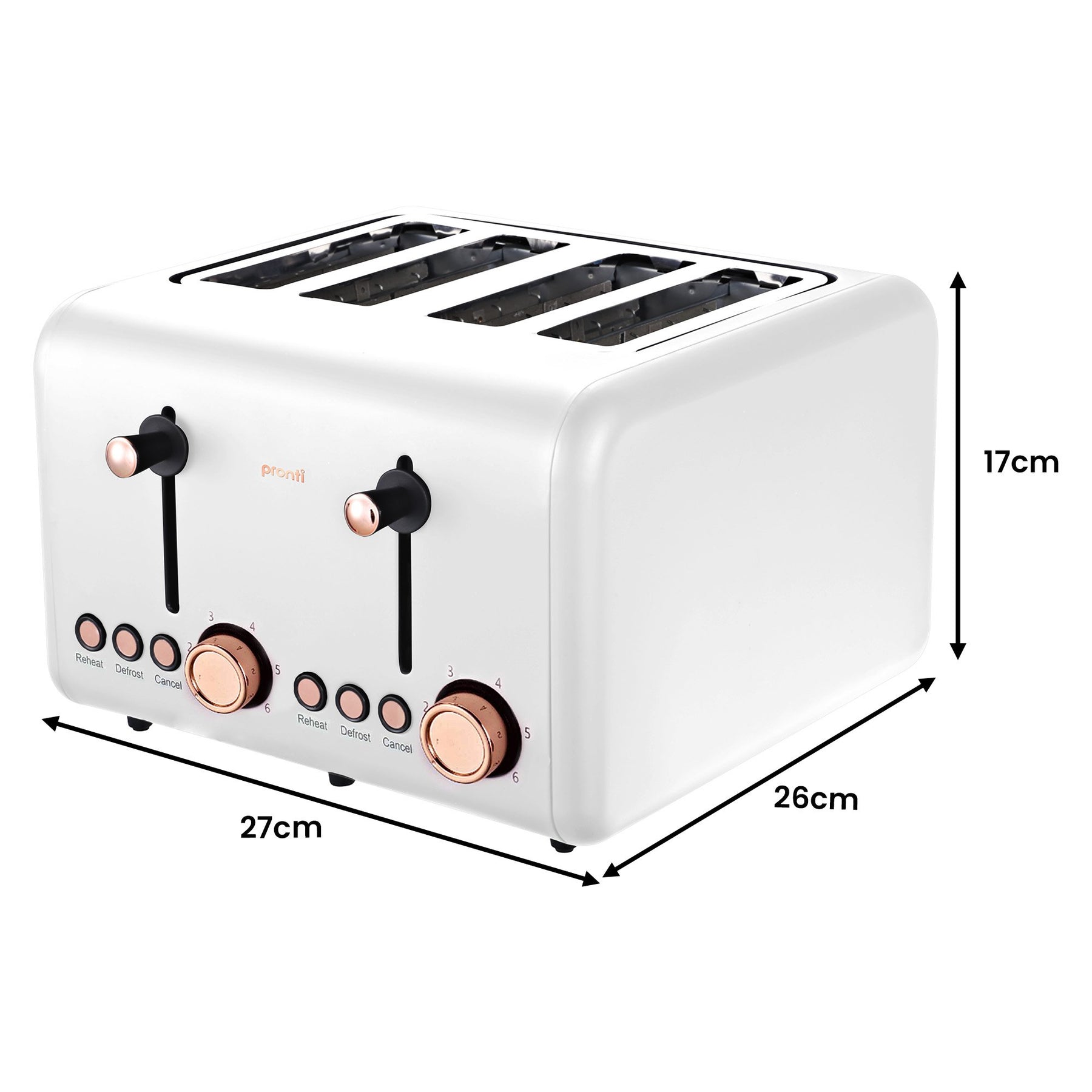 Pronti Rose Gold Breakfast Set with 1.2L Espresso Machine - White