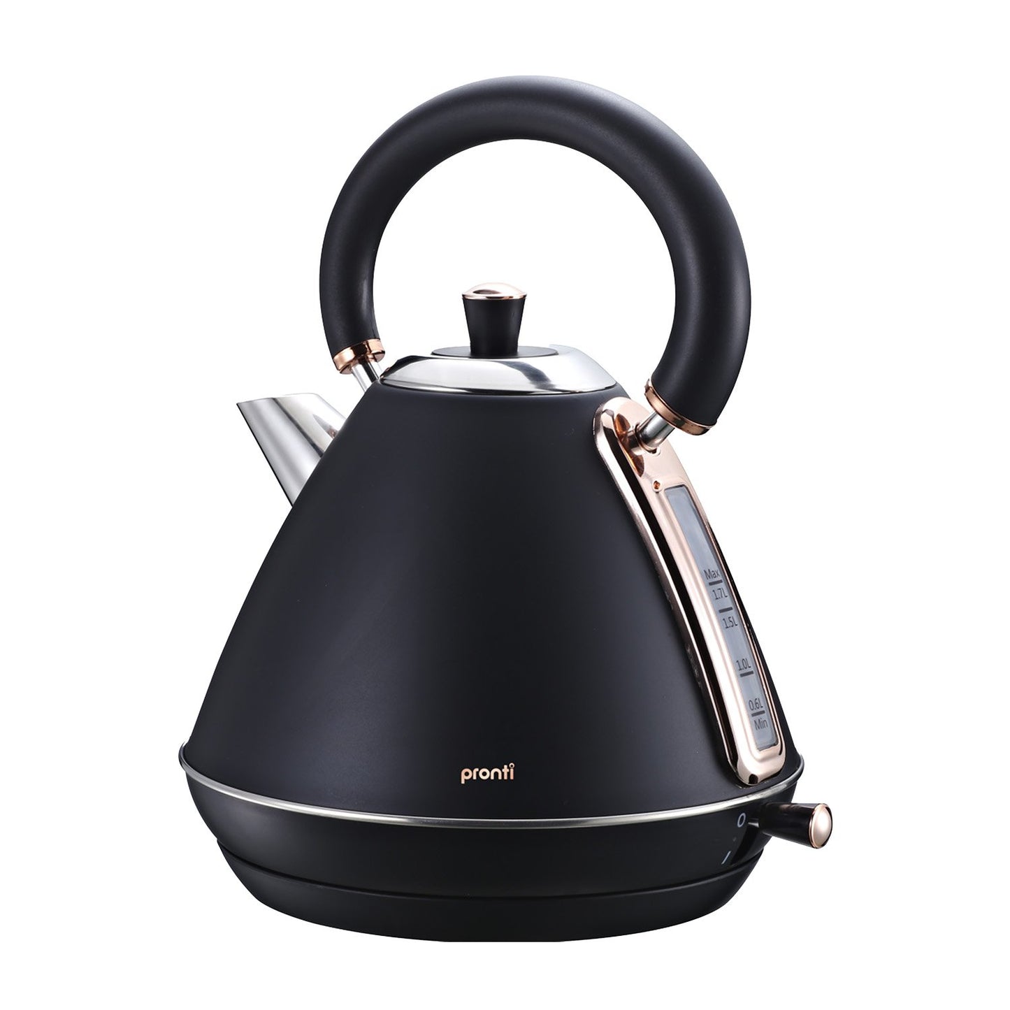 Pronti 1.7L Kettle - Rose Trim Stainless Steel, Black