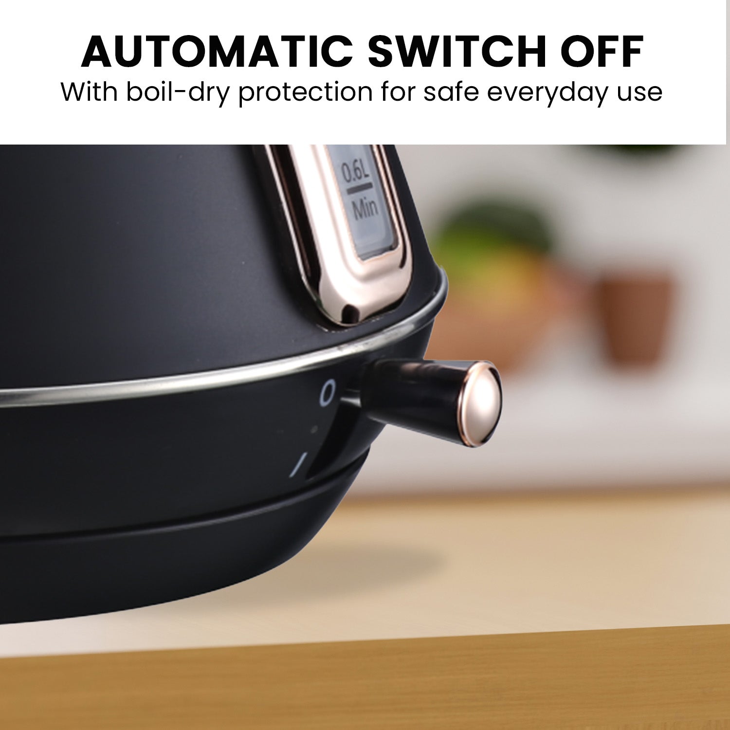 Pronti 1.7L Kettle - Rose Trim Stainless Steel, Black - SuperSaverAU - view 6