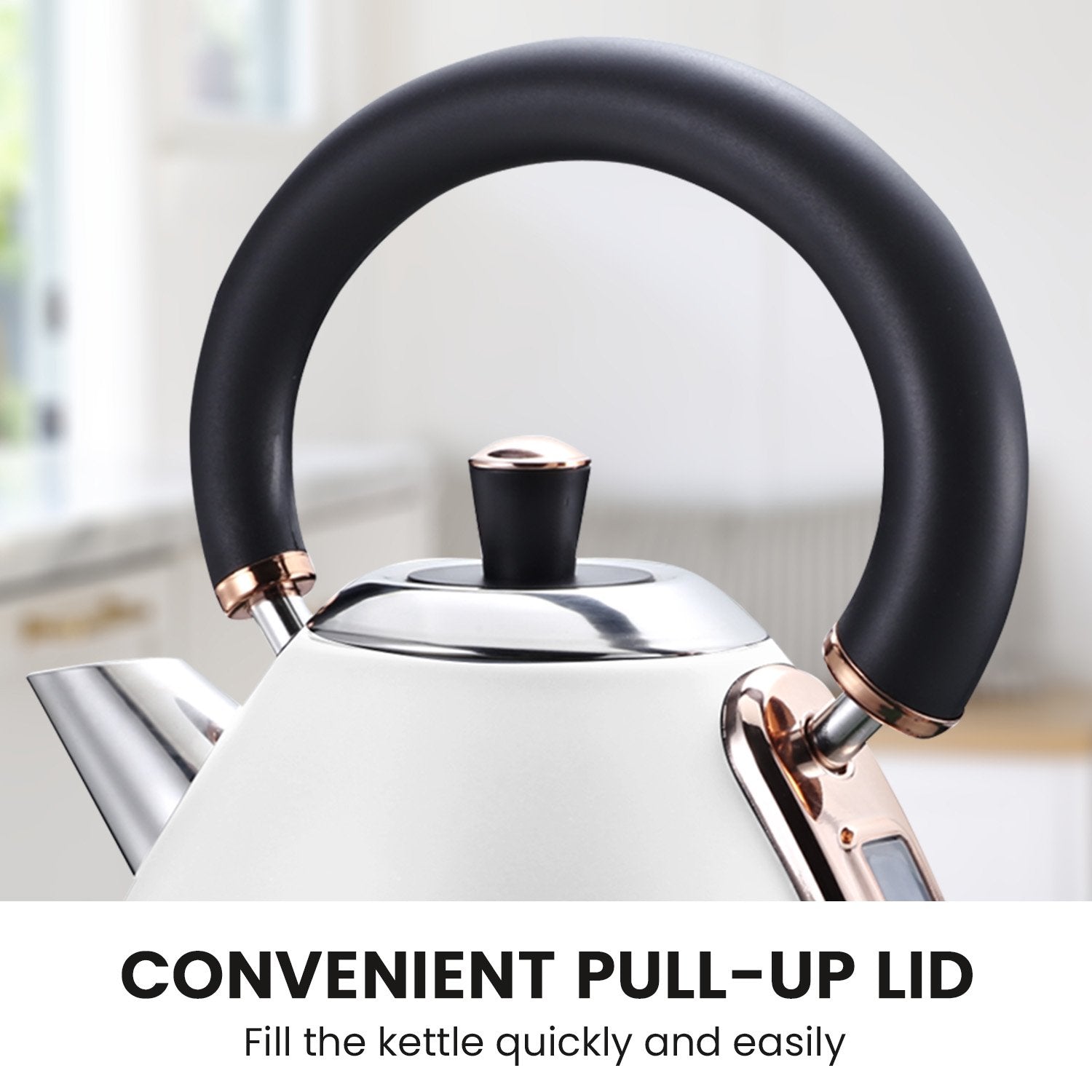 Pronti 1.7L Rose Trim Kettle - Stainless Steel, Rapid Boil, Auto Shut Off - SuperSaverAU - view 3