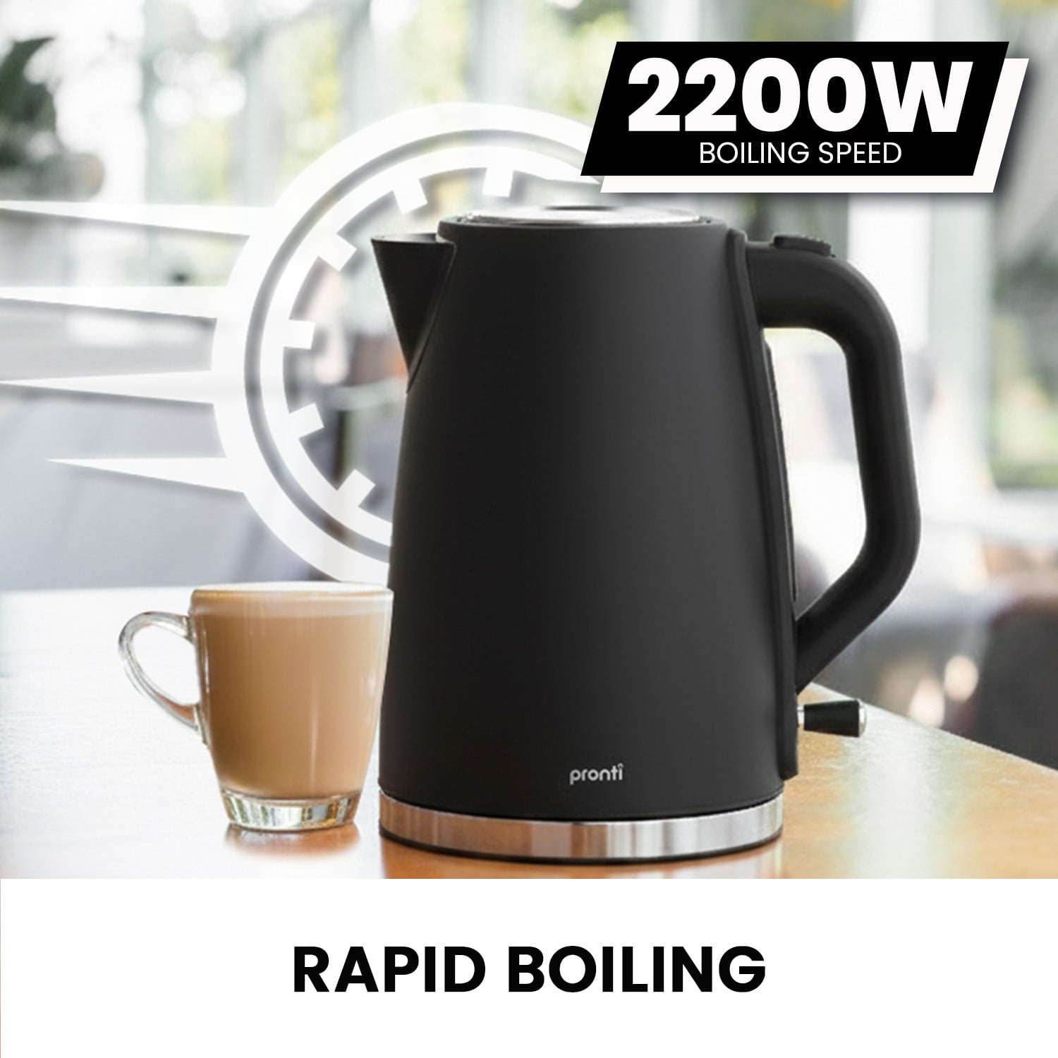 Pronti Silver Noir 1.7L Electric Kettle