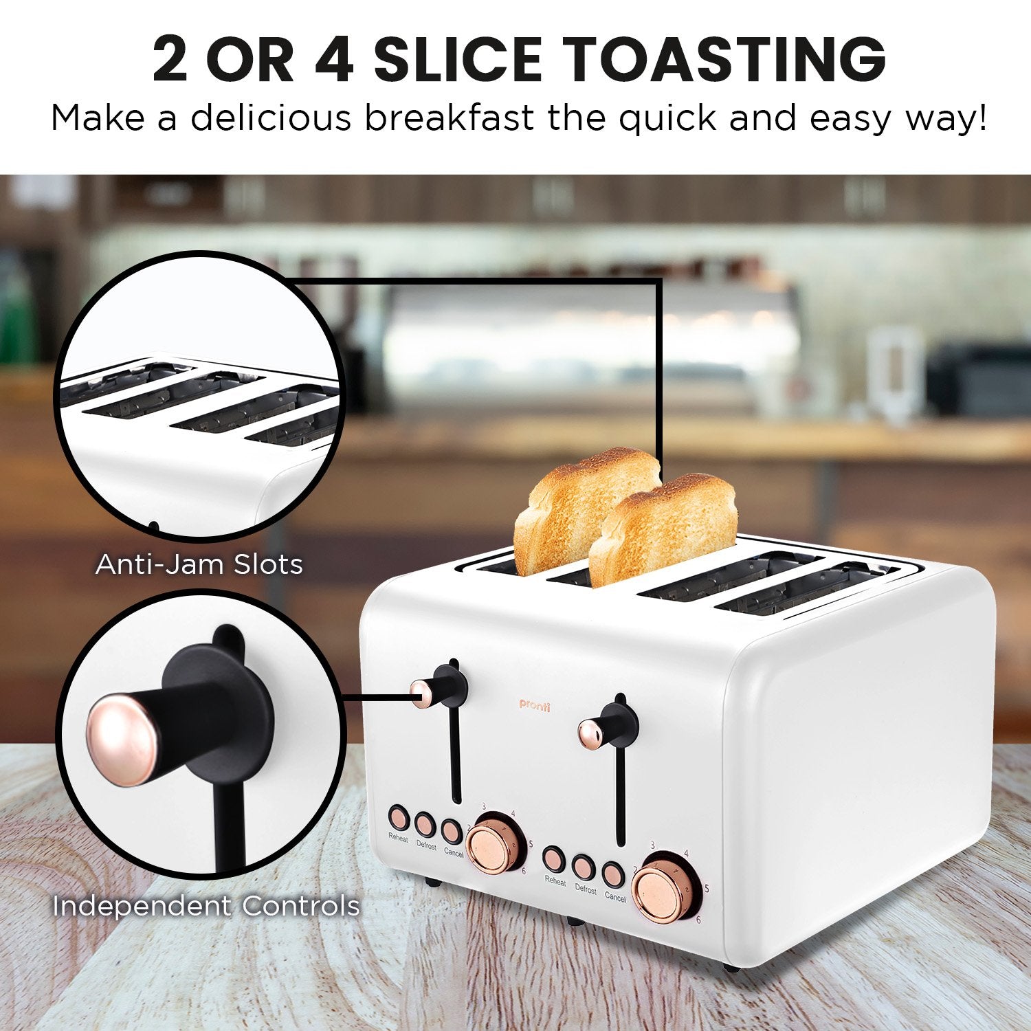 Pronti Rose Trim Collection Toaster & Kettle Bundle - White - SuperSaverAU - view 7