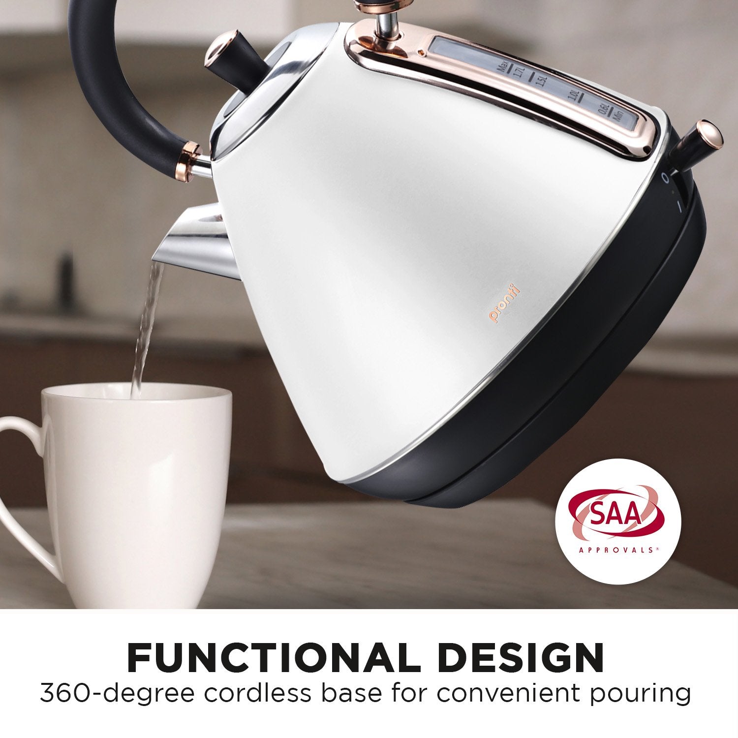 Pronti Rose Trim Collection Toaster & Kettle Bundle - White - SuperSaverAU - view 12