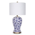 Sarantino Ceramic Floral Table Lamp - Cotton Drum Shade - SuperSaverAU - view 1