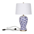 Sarantino Ceramic Floral Table Lamp - Cotton Drum Shade - SuperSaverAU - view 2