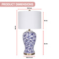 Sarantino Ceramic Floral Table Lamp - Cotton Drum Shade - SuperSaverAU - view 3
