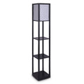 Sarantino Shelf Floor Lamp with Diamond Look Fabric Shade, 26 x 26 x 158cm - SuperSaverAU - view 1