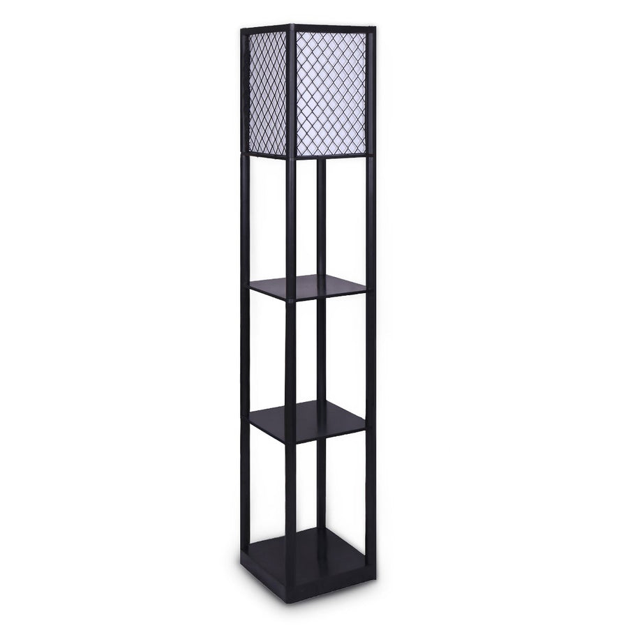Sarantino Shelf Floor Lamp with Diamond Look Fabric Shade, 26 x 26 x 158cm - SuperSaverAU - view 1