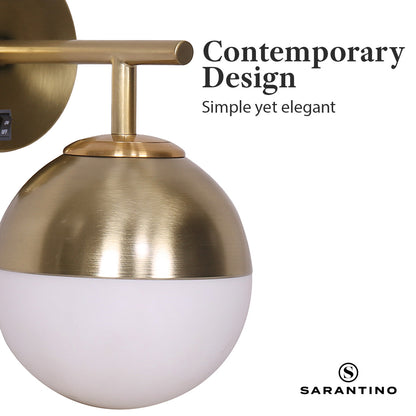 Sarantino Wall Lamp 20.5x26cm Gold Metal Base White Glass Shade Frosted Globe