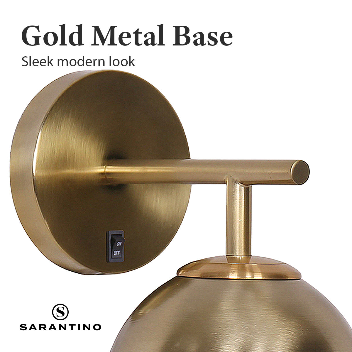 Sarantino Wall Lamp 20.5x26cm Gold Metal Base White Glass Shade Frosted Globe