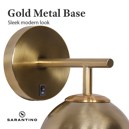 Sarantino Wall Lamp 20.5x26cm Gold Metal Base White Glass Shade Frosted Globe