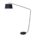 Sarantino Arc Floor Lamp 47x160x200cm Black Finish with Linen Taper Shade - SuperSaverAU - view 1