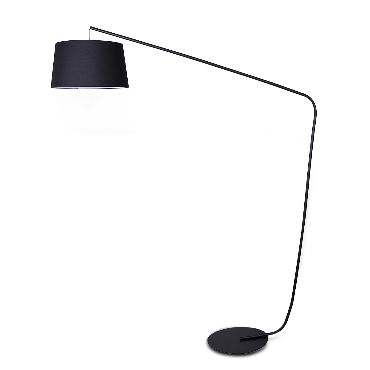 Sarantino Arc Floor Lamp 47x160x200cm Black Finish with Linen Taper Shade - SuperSaverAU - view 1
