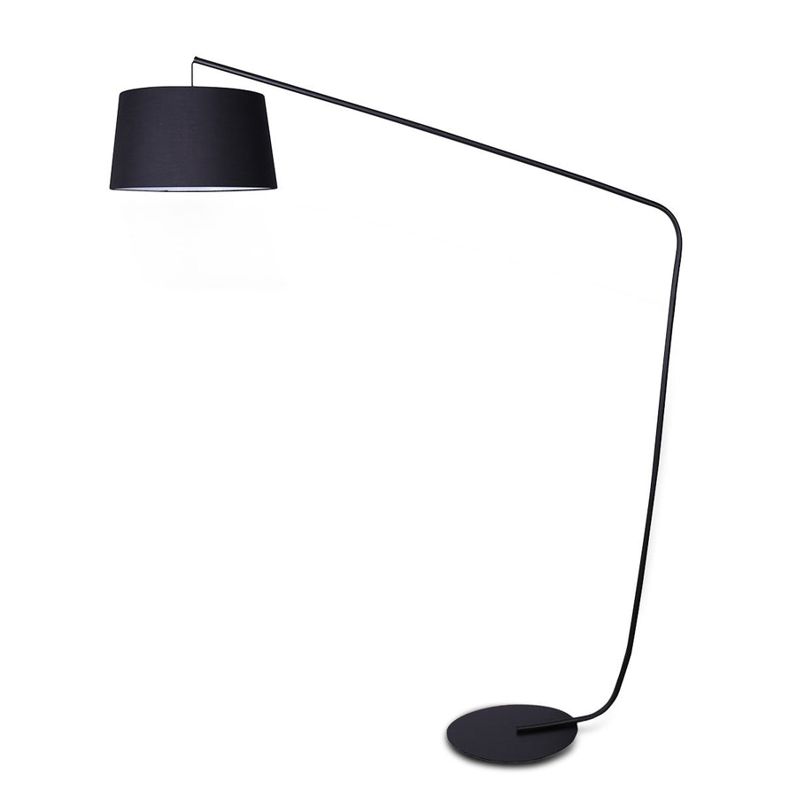 Sarantino Arc Floor Lamp 47x160x200cm Black Finish with Linen Taper Shade - SuperSaverAU - view 1