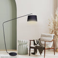 Sarantino Arc Floor Lamp 47x160x200cm Black Finish with Linen Taper Shade - SuperSaverAU - view 3