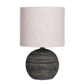 Sarantino Ceramic Table Lamp, Globe Base, Striped Pattern, Antique Black, Beige Shade - SuperSaverAU - view 1