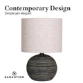 Sarantino Ceramic Table Lamp, Globe Base, Striped Pattern, Antique Black, Beige Shade - SuperSaverAU - view 2