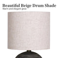Sarantino Ceramic Table Lamp, Globe Base, Striped Pattern, Antique Black, Beige Shade - SuperSaverAU - view 3