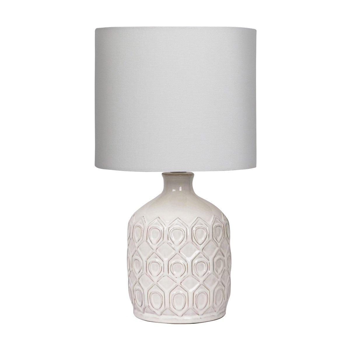 Sarantino Cream Ceramic Table Lamp with Antique Herringbone Pattern, 1x - SuperSaverAU - view 1