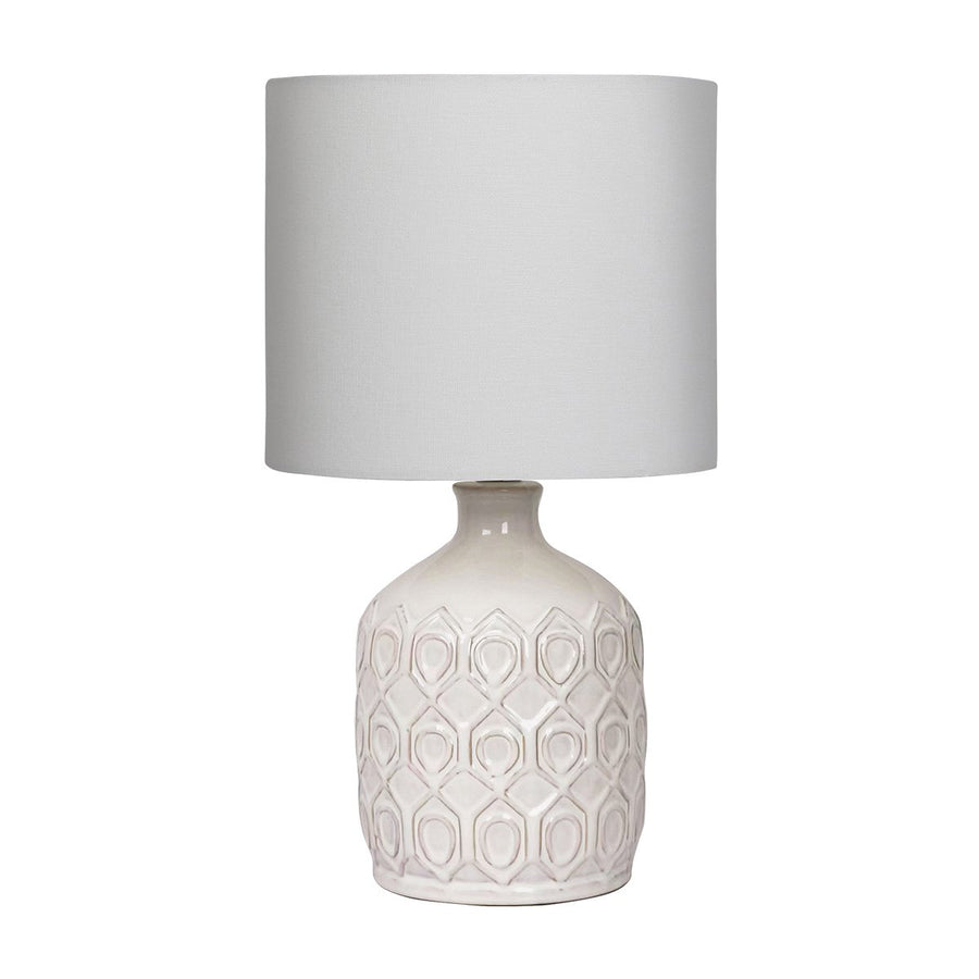 Sarantino Cream Ceramic Table Lamp with Antique Herringbone Pattern, 1x - SuperSaverAU - view 1