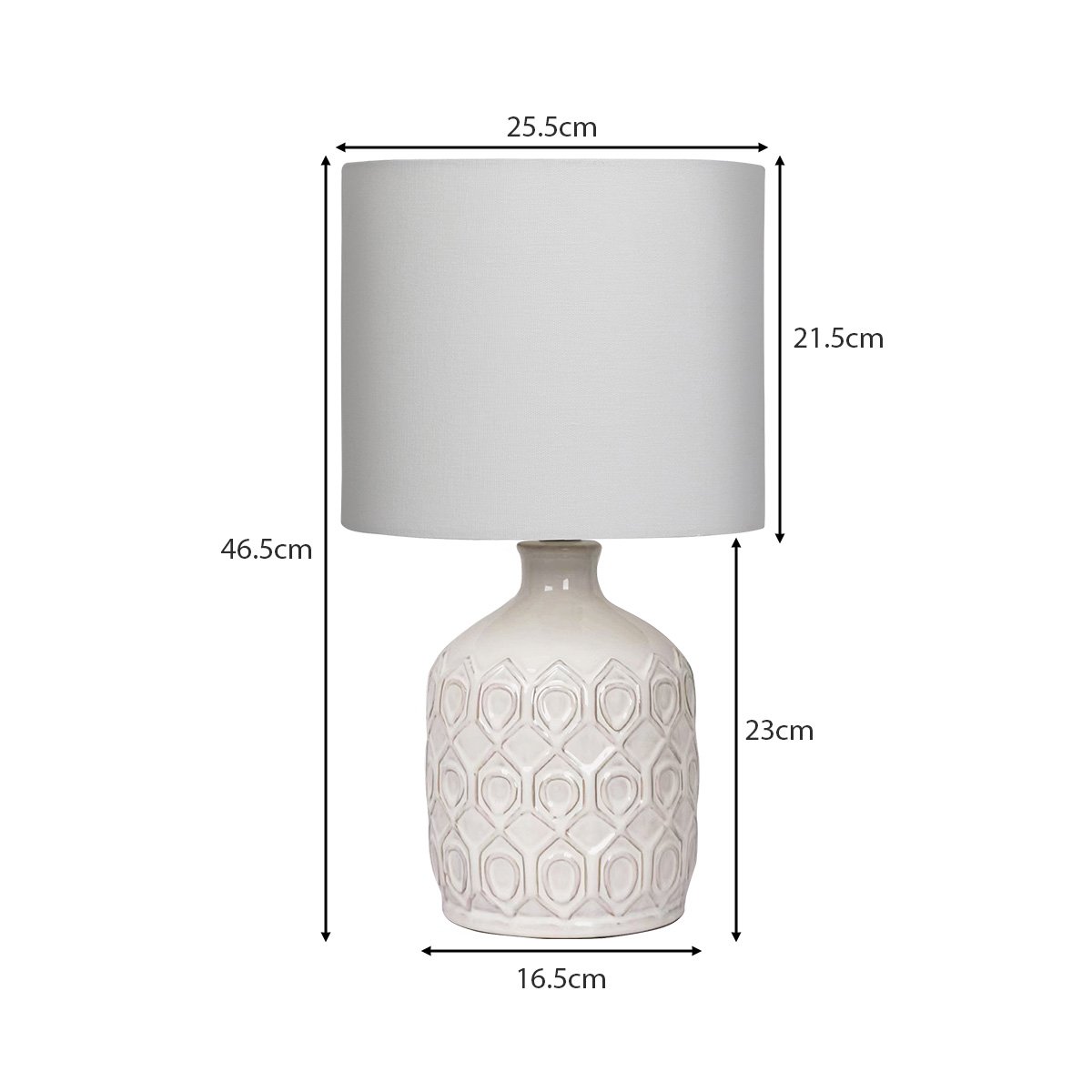 Sarantino Cream Ceramic Table Lamp with Antique Herringbone Pattern, 1x - SuperSaverAU - view 2