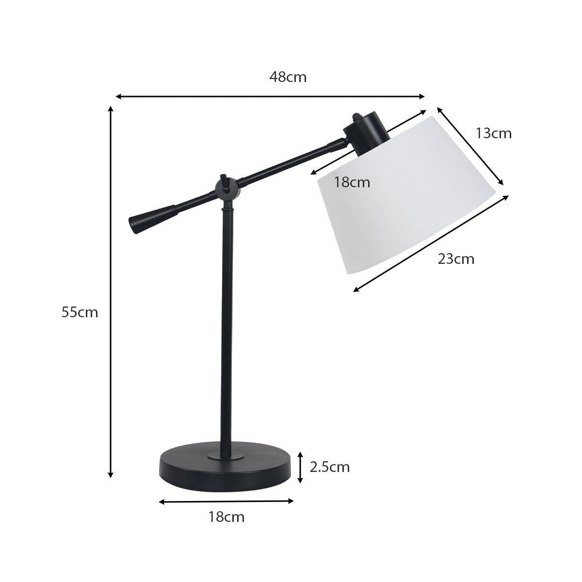 Sarantino Adjustable Metal Table Lamp, Black, 15-Degree Swing, Rust-Resistant - SuperSaverAU - view 2