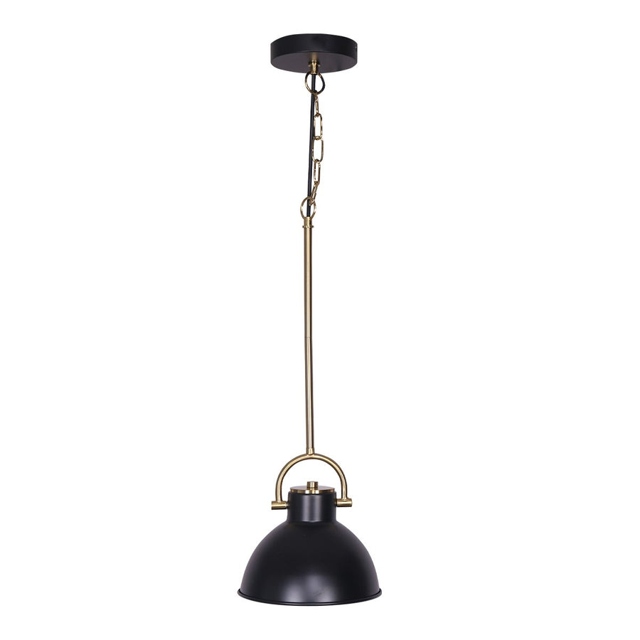 Sarantino Matte Black and Gold Pendant Light, Adjustable 60-140cm, 20x75cm - SuperSaverAU - view 1