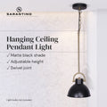 Sarantino Matte Black and Gold Pendant Light, Adjustable 60-140cm, 20x75cm - SuperSaverAU - view 2